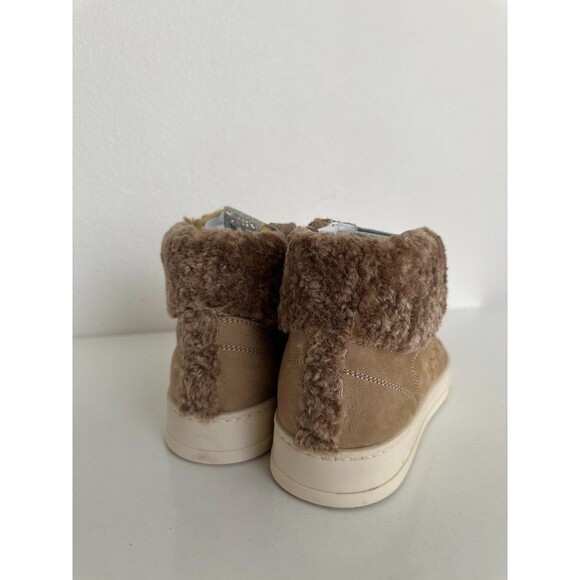 P448 Taylor Biscotti Sneaker In Ivory Ore Mid Top Fur Trim Women's EU 39 US 8.5 - Picture 8 of 14